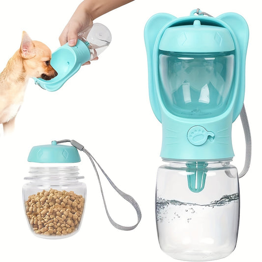 Portable Pet Water Bottle With Food Container