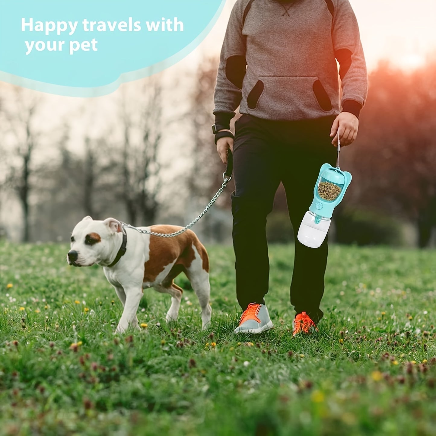 Portable Pet Water Bottle With Food Container